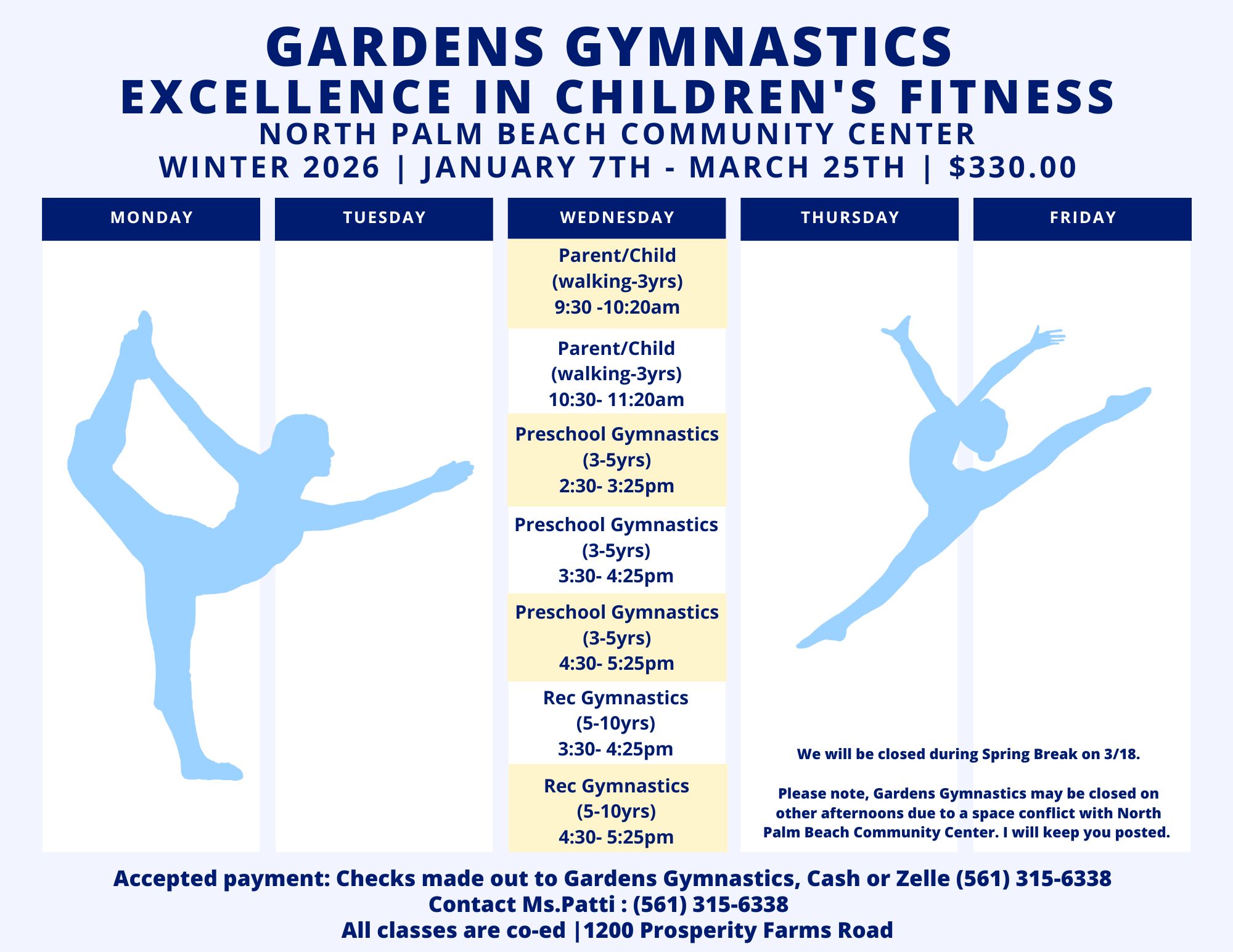 Gymnastic's Schedule Fall